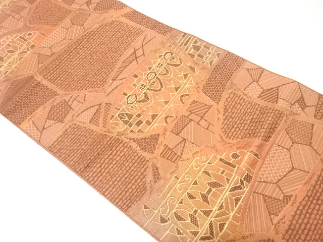 切りばめ風　更紗模様織り出し　名古屋帯